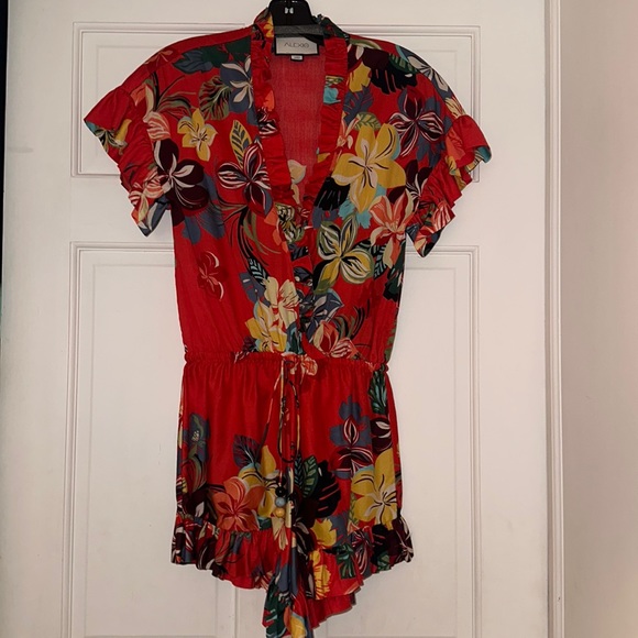 ALEXIS Red Floral Faine Romper XS - Picture 6 of 11